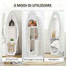 Specchio da Parete o da Terra Autoportante a Figura Intera con Cornice Ondulata in Velluto 160x50 cm Bianco 