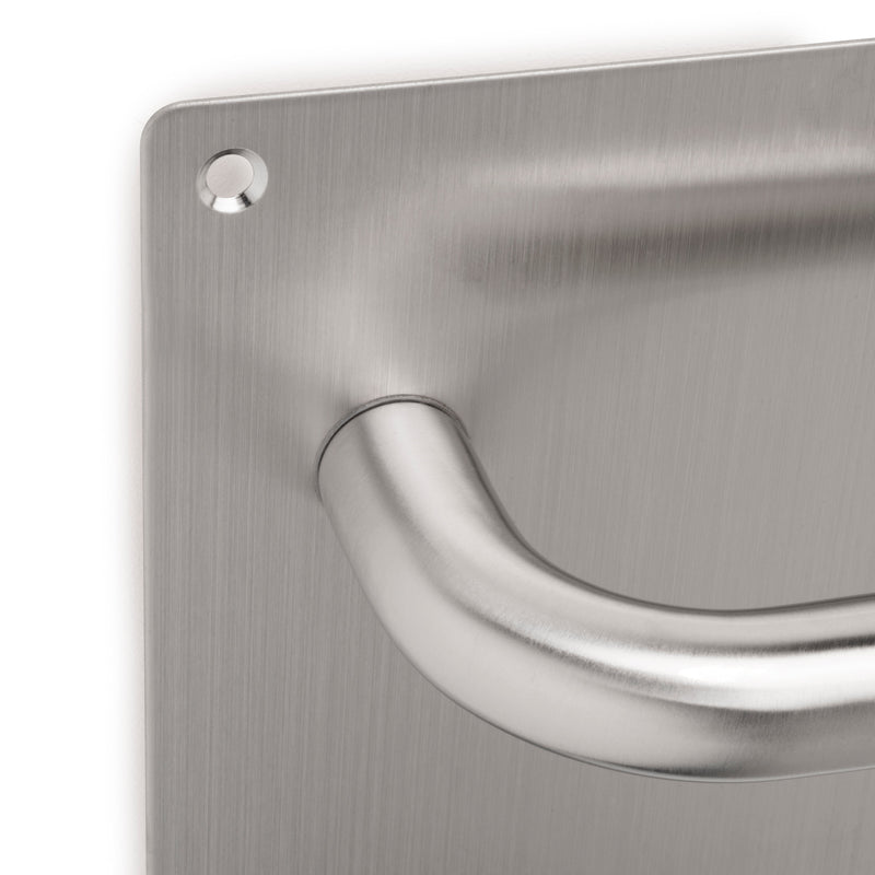 Coppia di Maniglie con Piastra 17 x 17 cm per Porte Interne Acciaio Inossidabile Emuca