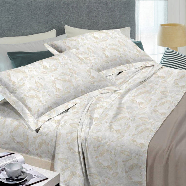 Ensemble de draps en coton dessus et dessous et taies d'oreiller Cober Anita Ecrù différentes tailles acquista