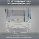 Rete di Protezione per Trampolini a 8 Pali con Ingresso con Cerniera Ø366x180 cm in PE Nero e Blu