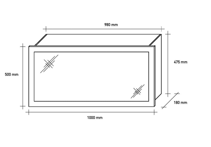 Specchio con Contenitore in Melaminico 100x18x50cm TFT Ibiza Tabacco Chiaro