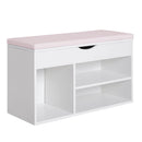 Panca da Ingresso Scarpiera con Sedile Imbottito Ribaltabile in Legno Bianco 80x30x47 cm 
