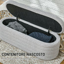 Panca Contenitore Fondo Letto 116x41x40,5 cm in Tessuto Teddy Grigio Chiaro   