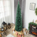 Albero di Natale Artificiale Slim 55x55x210 cm con 401 Rami a Forma di Abete e Base in Plastica Verde      