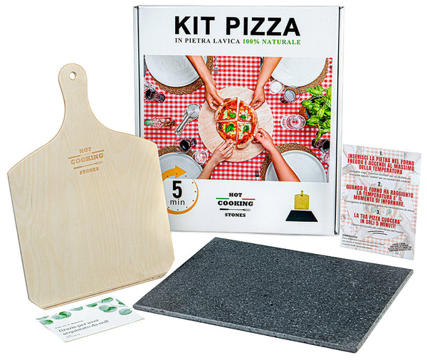 acquista Set Pierre de Lave + Pelle en Bois 35x35 cm pour Four à Pizza Napolitaine