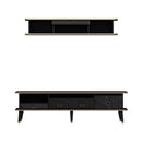 Porta tv con pensile Bientv 180 effetto marmo nero particolari oro