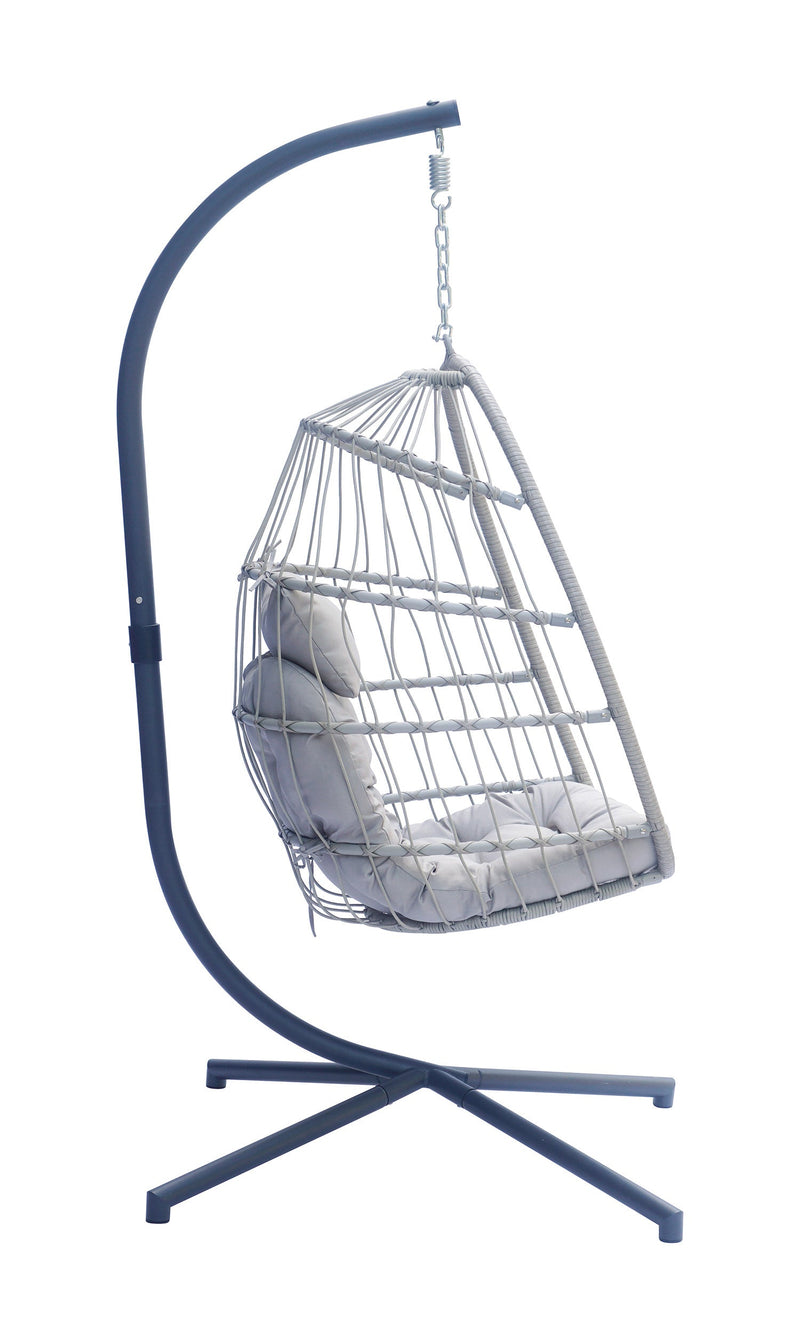 Amaca Dondolina da Giardino 96x198x115 cm in Corda e Alluminio Grigio e Antracite