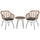 Ensemble table basse et 2 chaises de jardin en rotin PE naturel avec coussins gris