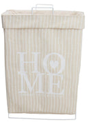 Cesto Portabiancheria Pieghevole con Manici 56x25x38 cm in Tessuto e Metallo  Crema