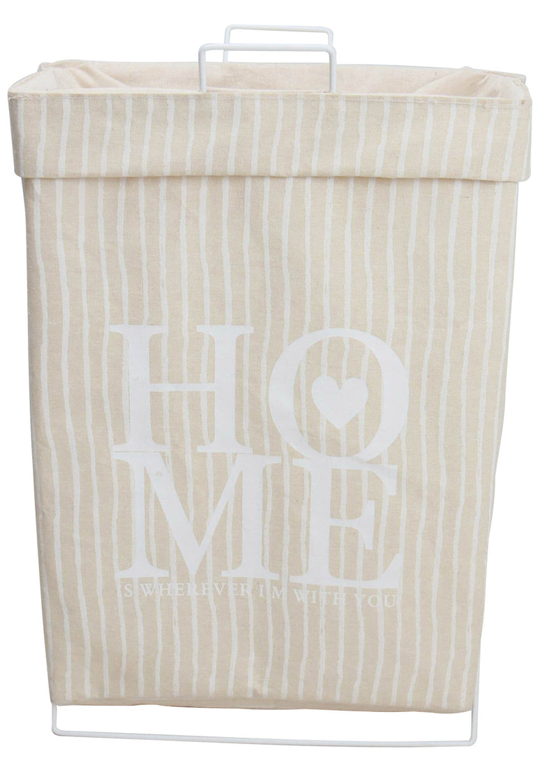 Cesto Portabiancheria Pieghevole con Manici 56x25x38 cm in Tessuto e Metallo  Crema