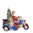 Statuina Babbo Natale con Side Car con Led 31 cm in Porcellana