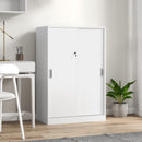 Armadietto da Ufficio 3 Ripiani con Chiavi 80x40x120 cm in Truciolato Bianco 