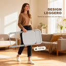 Set 4 Sedie Pieghevoli 45x49x79,5 cm con Fori di Drenaggio in Plastica e Metallo Bianco      