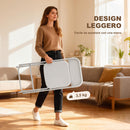 Set 4 Sedie Pieghevoli 45x49x79,5 cm con Fori di Drenaggio in Plastica e Metallo Bianco      