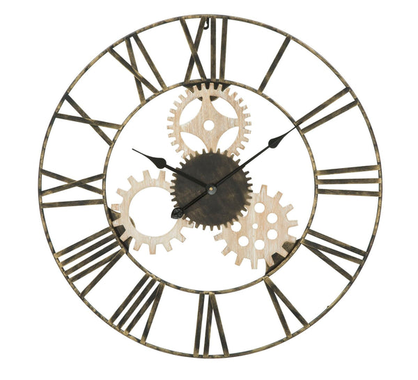 Horloge Murale Gears Ø70x4,5 cm en Fer et MDF Noir acquista