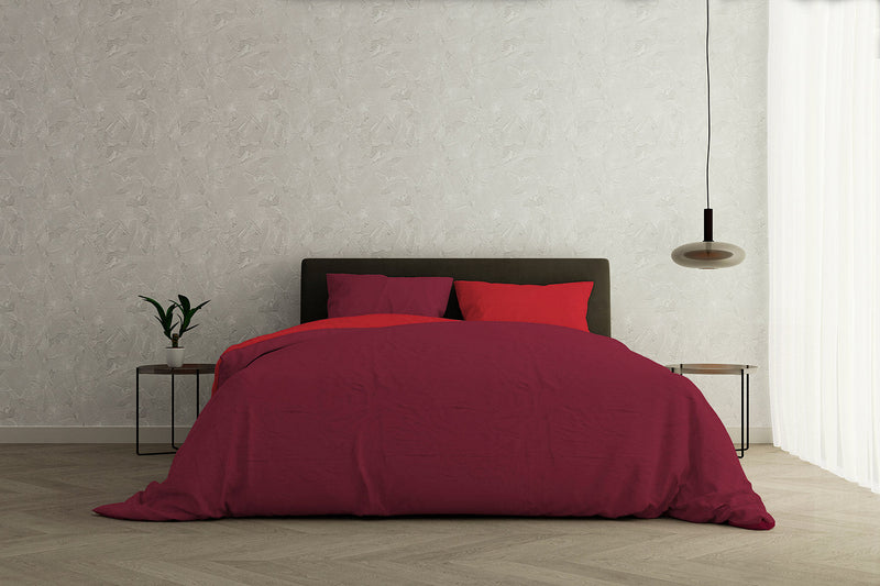 Copripiumino con Sacco e Federe Doubleface Rosso\/Bordeaux