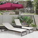 Set 2 Lettini Prendisole con Tavolino in Rattan  Marrone e Bianco