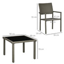 Set Tavolo e 4 Sedie da Giardino in Rattan PE Grigio
