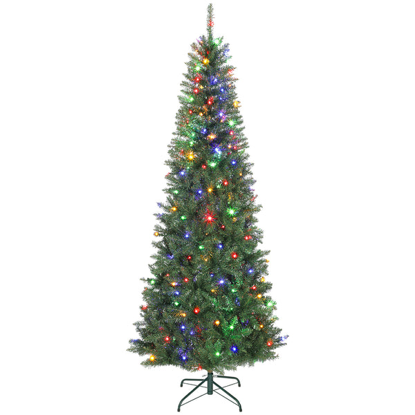 Albero di Natale Slim 210 cm 1273 Rami con 350 Luci LED Bianche e Colorate 9 Modalità di Illuminazione Verde acquista