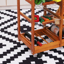 Carrello da Cucina Multiuso in Legno di Pino con 4 Ruote e Cassetti Marrone Chiaro 74x37x75 cm