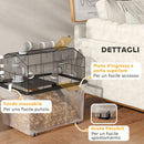 Gabbia per Criceti a 2 Piani 58x43x57 cm con Rampa e Accessori Nero   