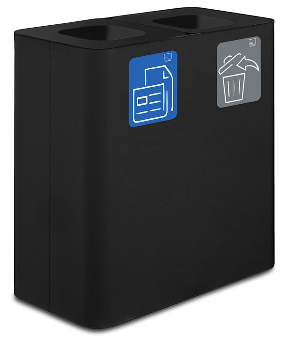 sconto Pattumiera Sistema di Raccolta Rifiuti 77x38xh80 cm In Acciaio Verniciato 2 Scomparti Nero