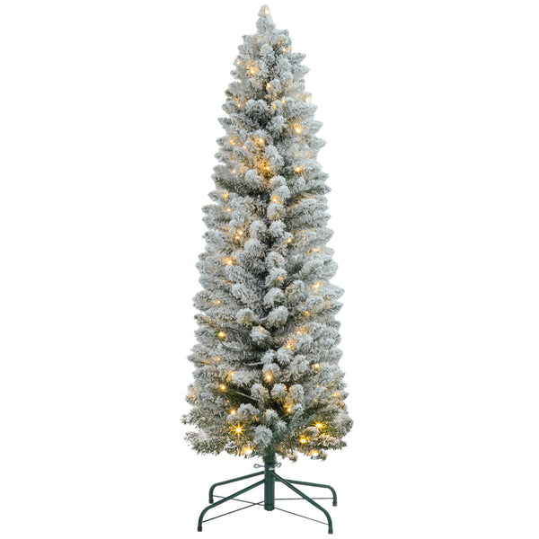 acquista Albero di Natale Innevato 150 cm con 263 Rami e 120 Luci LED Bianco Caldo Verde