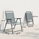 Set di 2 Sedie Pieghevoli da Giardino 65x60x94 cm con Braccioli e Seduta in Rete Grigio      