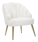 Poltrona Shell Crema 65x69x84 cm in Legno Spugna Poliestere e Acciaio Crema e Oro