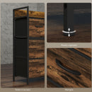Cassettiera 4 Cassetti Design Industriale 60x29x85 cm in Acciaio Legno e Tessuto Marrone e Nero   