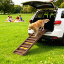 Rampa Pieghevole per Cani per Auto e Letti Alti a 10 Gradini 154x40x7,5 cm con Strisce e Tappetini Antiscivolo in PP e TPR Marrone      