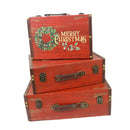 Set 3 Valigie in Similpelle rosso ghirlanda