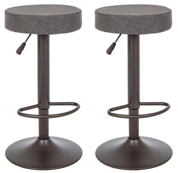 Lot de 2 tabourets réglables 35x35x64/85 cm Piper en simili cuir gris foncé vintage acquista