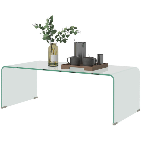 Tavolino da Salotto in Vetro Temperato Design Monoblocco Moderno 100x50x35 cm acquista