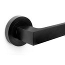 Maniglie Mackay per Porta da Interno con Rosetta Ø50 mm Alluminio Nero 5 Sets. Emuca