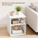 Tavolino Moderno da Salotto 35x35x41,5 cm con 3 Ripiani Aperti Rivestimento in Melamina Bianco      