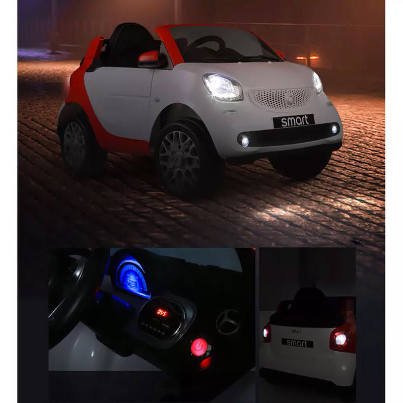 Macchina Elettrica per Bambini 12V Mp4 Smart Fortwo Cabrio Bianca