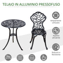 Set 3 Pezzi da Giardino con 2 Sedie da Esterno e Tavolo Rotondo in Alluminio Nero      