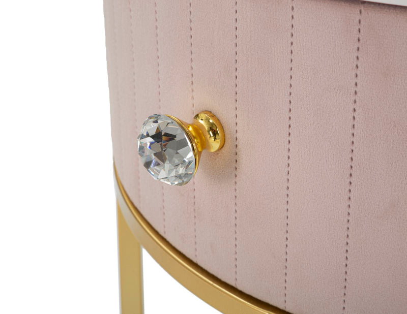 Comodino Montpellier Rosa Ø 42x48 cm in Ferro Legno 