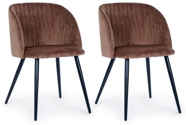 Lot de 2 Chaises 53x57x81,5 cm en Polyester Effet Velours Rouille prezzo