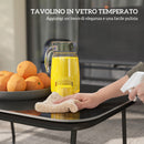 Set da Giardino con Divano 2 Poltrone Impilabili e Tavolino in Vetro Nero    