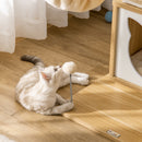 Tiragraffi per Gatti con 2 Pali Casetta e Lettini 48x40x126 cm in Legno Peluche e Sisal Beige  
