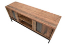 Porta Tv Yellowstone 145x40x60 cm in Legno di Acacia e Ferro Marrone e Nero