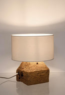 Lampada da Tavolo Ø35x40 cm E27 in Legno Pralume in Cotone Bianco