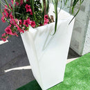 Vaso Quadrato Luminoso da Giardino Solare Autoricaricabile 45x45x102 cm in Polietilene Sined Solar 102 Bianco