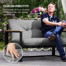 Set da Giardino 4 Pezzi con 2 Sedie Divanetto e Tavolino Grigio Chiaro e Nero     