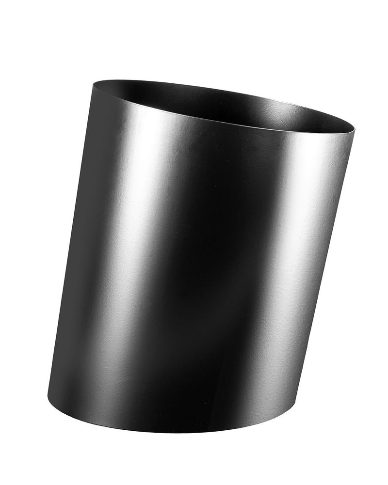 Porta Pellet Inclinato Ø39x50 cm in Ferro Verniciato Grigio Martellato