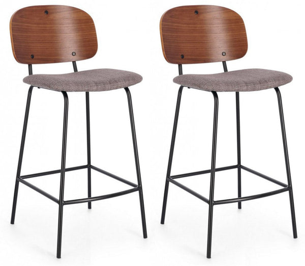 Lot de 2 tabourets 43,5x52,5x93,5 cm Sienna en tissu gris sconto