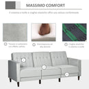 Divano Letto 3 Posti 218x85x86 cm con Poggiapiedi e Schienale Reclinabile in Tessuto Effetto Velluto Grigio Chiaro