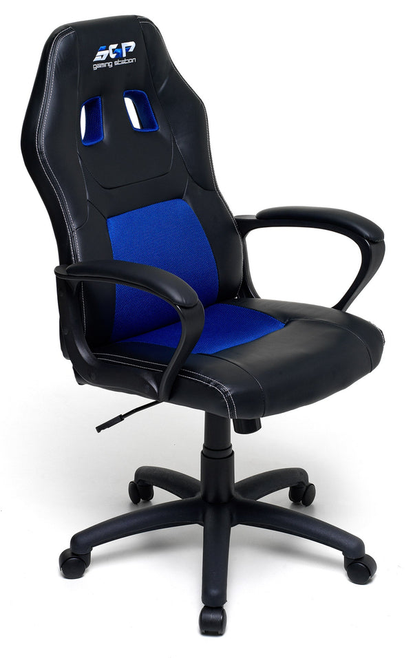 acquista Chaise Gaming Ergonomique 62x60x113 cm en Similicuir Noir et Bleu